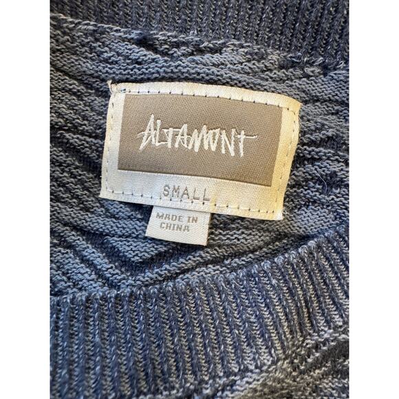 Men's Altamont Blue Sweater Pocket Geometric Grandpa Small Unisex Cotton - Picture 2 of 7